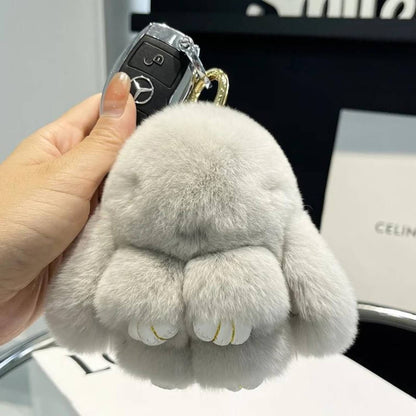 Handmade soft bunny fur ball key chain